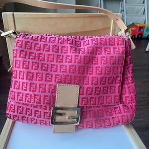 Authentic Vintage Fendi zucca mamma canvas pink bag